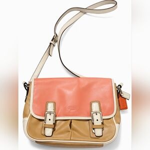 ✨Coach Vintage Style Colorblock Leather Crossbody Double Hangtag Purse Bag